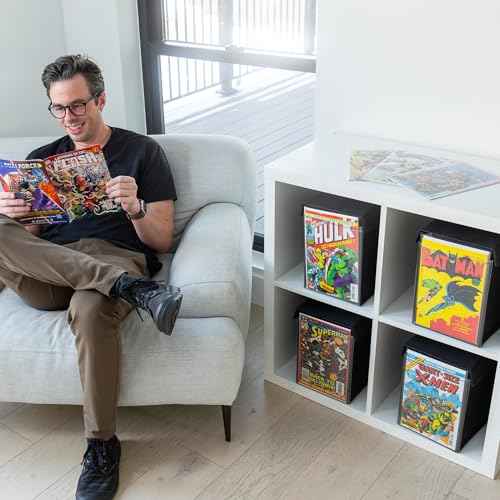 Comic Vision Comic Book Storage Box and Comic Book Display [Patent Pending] - Removeable, enclosed top - 2pack