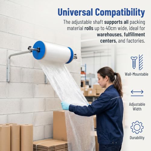 Wall Mount Bubble Wrap Dispenser for 40cm Rolls - Space-Saving Packaging Tool
