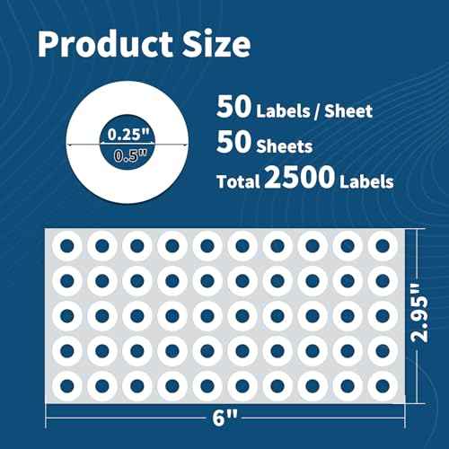 2500 Pcs White Hole Reinforcement Stickers, Round Self-Adhesive 0.25" Diameter Hole Labels for School Home Paper Sheet Binder