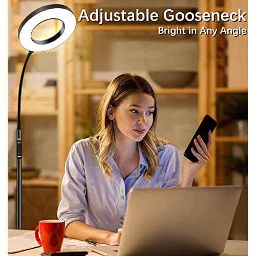 LED Reading Floor Lamp with Remote & Touch Control, Bright Adjustable Gooseneck Lamp for Living Room Bedroom Office, Eyelash Extensions tattooing Light,£¨Timer,2700K-6500K