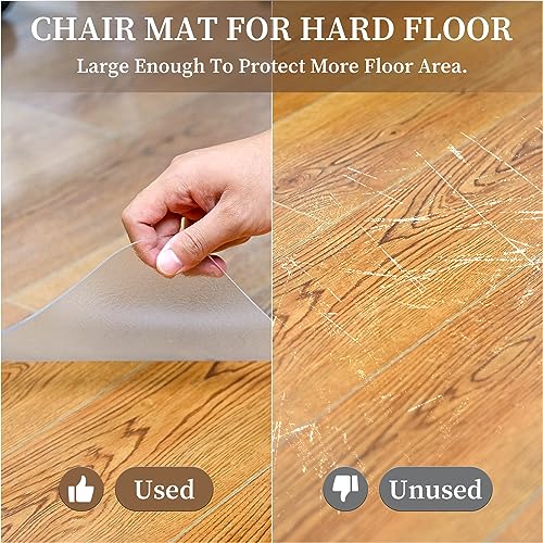 Office Chair Mat for Hard Floors, 46¡± x 72¡± Large Floor Protector Mats, Easy Rolling Desk Chair Mat for Hardwood, Clear, Easy to Clean (Rectangle)
