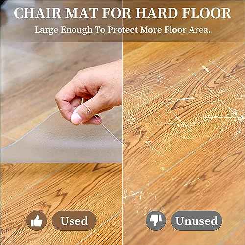 Office Chair Mat for Hard Floors, 44¡± x 58¡± Large Floor Protector Mat, Easy Rolling Desk Chair Mats for Hardwood, Clear, Easy to Clean (Rectangle)