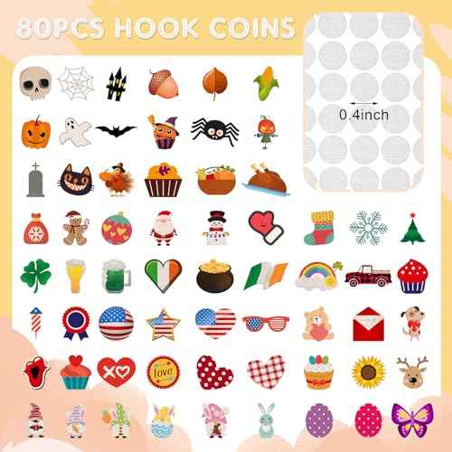 68 Pcs Holiday Seasonal Accessories Icons for Felt Letter Message Board Decorations Cute Symbols Changeable with Adhesive Dots for 4th July Patriotic Independence Day Decor, Board Not Included