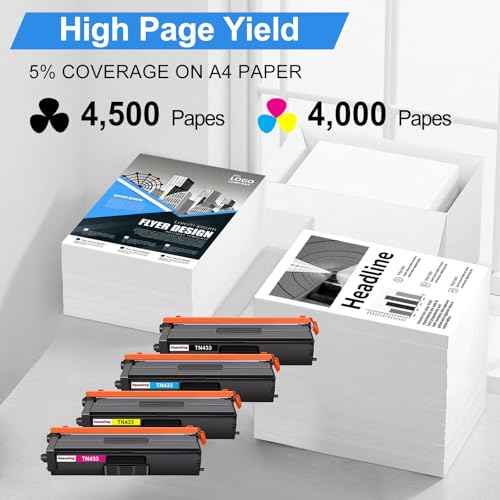 Compatible TN433 Toner Cartridge Replacement for Brother TN433 TN-433 MFC-L8900Cdw Work with Brother HL-L8360Cdw HL-L8260Cdw MFC-L8610Cdw HL-L8360Cdwt Printer (4 Pack-High Yield Toner)