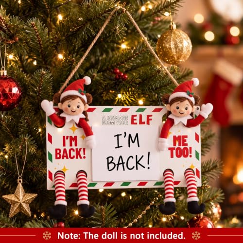 Poola Voidra Style 2 Christmas Message from Elf Hanging Sign | Reusable Dry Erase Decor