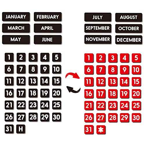Double-Sided Magnetic Numbers and Months for Dry Erase Calendar Whiteboard, Calendar Magnets for Magnetic Whiteboard and Refrigerator Calendar(0.55¡±x0.55¡±)