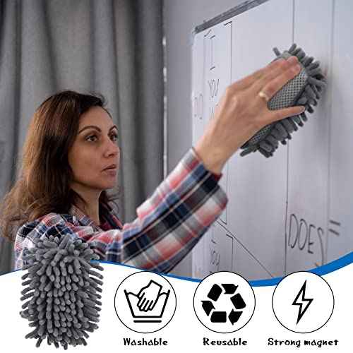 Sherr 24 Pcs Magnetic Whiteboard Eraser School Dry Erase Erasers Microfiber Shag Washable White Board Eraser for Chalk Classroom Home Office (Gray)