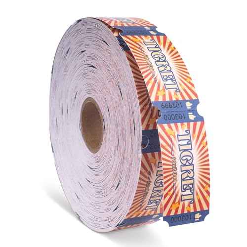 Carnival Roll Raffle Tickets Single Roll Carnival Party Tickets for Events, Classroom or School Carnivals, Fall Carnival, Family Games, Door Prizes (1000 Pcs)