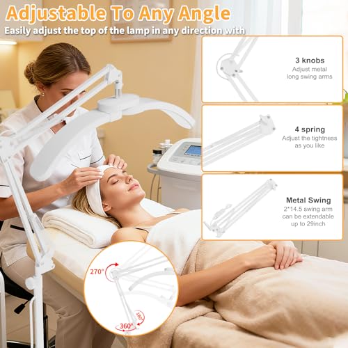 2-in-1 Lash Light for Eyelash Tech, Foldable 2025 New Upgrad Esthetician Light, Half Moon Lamp for Tattoo Artists, Nail Extensions, Beauty - Adjustable Brightness Color & Rotating Arm(White)