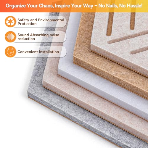 Hexagon Cork-Bulletin Board Tiles 10 Pack 12'' x 10'' Adhesive Small Cork Board Hexagon for Office Wall Decor, Cute Pinboard with 30 Push Pins