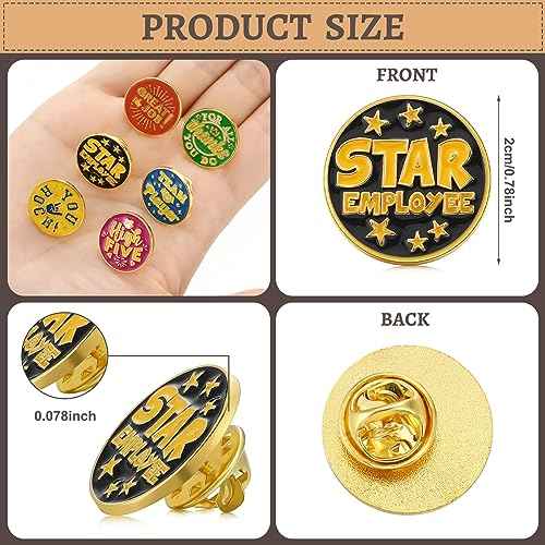 Lyrow 96 Pcs Employee Appreciation Pins Employee of The Month Gifts Bulk 3/4 Inch Recognition Enamel Cheer Lapel Pins for Employees Coworkers Team Gift