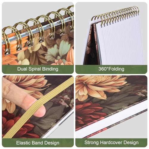 OMEYA Spiral Notebook, 4 Pack A5 Lined Journal for Women, Hardcover Spiral Journal with 2 Pockets, College Ruled Notebooks, Cute Notebook for Office, School Supplies, Gifts (160 Pages, 6.3" x 8.46")