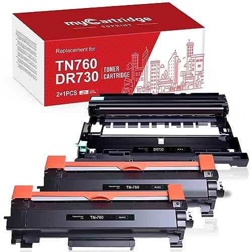myCartridge SUPRINT Compatible Toner Cartridge Replacement for Brother Drum DR730 TN-760 Toner Cartridge DR-730 Drum and TN730 TN760 for MFC-L2710DW MFC-L2750DW HL-L2370DW HL-L2350DW Printer (3 Packs)