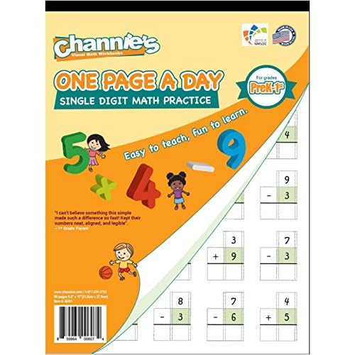 Channie¡¯s All-In-One Visual Handwriting & Math Workbook Set for Pre-Kindergarten - 1st Grade Elementary School Students (5 Pack)