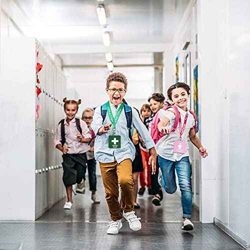 Hall Pass Lanyards with Card Passes,Unbreakable School Classroom Passes Set for Teacher Parents (Hall Bathroom Library Office & Nurse),5 Pcs (Hall)