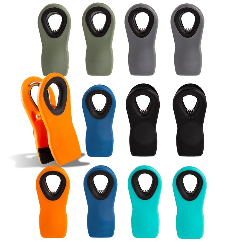 Hedameili 12-Pack Colored Magnetic Chip & Bag Clips - Kitchen Food Organizer
