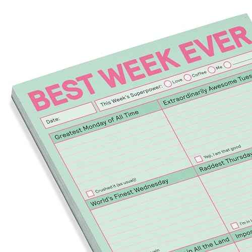 Knock Knock 6-Count Best Week Ever Pads, Weekly Planner Pads & To Do List Notepads, 6 x 9-inches (Pastel Edition)