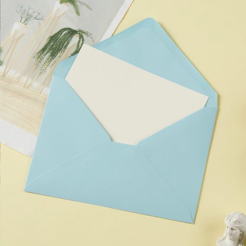 Skiennix A7 Colorful Envelopes - 50 Pack V Flap for Invitations, Weddings & More | Light Blue 5.24 x 7.24 Inches