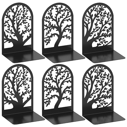 VFINE 3 Pairs Tree Style Black Decorative Metal Bookends - Unique Landscape Design