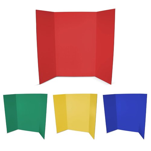 Flipside Products Project Boards - 36” x 48” Trifold Display for Presentations & Science Fairs | Assorted Colors - 4 Pack