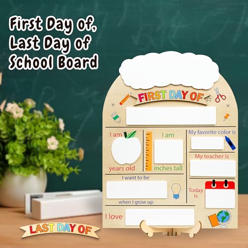 First & Last Day of School Sign for Kids | Reusable Back to School Board with Writable Name Plate & Interchangeable Labels