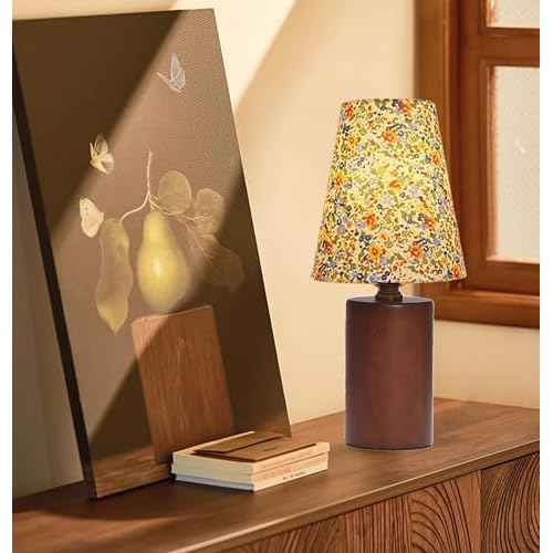 Retro Classic Desk Lamp Bohemian Style, Fabric Lampshade and Wooden Lampholder, Retro Country Style Traditional Bedside Table Lamp, Children's Tenant Hall Office Dormitory Desk