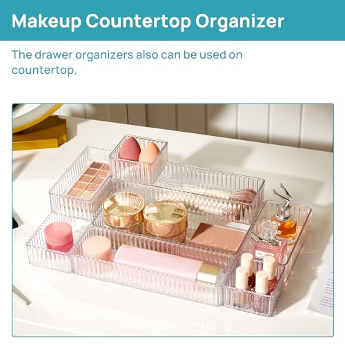 Clear Makeup Drawer Organizer Bins 7 pcs Stackable Acrylic Storage Containers