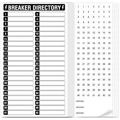 14 Sheets Breaker Panel Labels, 10 Electrical Box Catalog Labels and 4 Number Stickers, Colorful Durable Removable Electrical Number Directory Load Center Sticker £¨Black£©