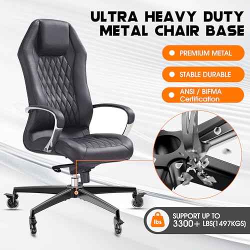 Office Chair Base Replacement (3300 lbs) - Heavy Duty Alloy Office Chair Base Replacement, Universal Gas Cylinder and Caster Socket