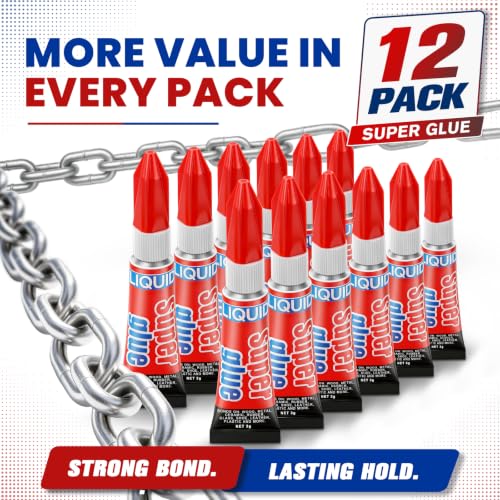 Alecpea 12x3g Instant Glue for Metal & Ceramic - Liquid CA Adhesive 12 Pack