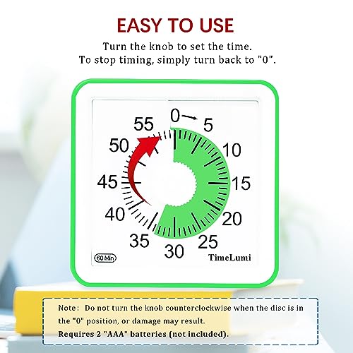 Kids Visual Timer 60-Minute Classroom Timer with Green Disc, Time Management Tool