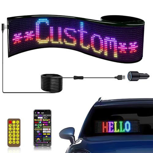 LED Sign for Car with Bluetooth APP Control, Custom Programmable LED Sign for Taxi Driver,Business, Holidays - Scrolling Display, 24x5 Inch Flexible Matrix Panel