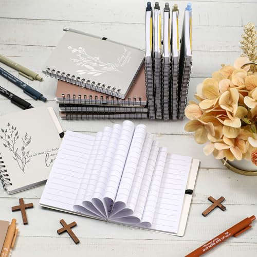 Kosiz 30 Sets Christian Gift Bulk Includes Bible Scripture Spiral Notebook with Sticky Notes Ballpoint Pen Religious Church Prayer Journals for Sunday School Pastor Women Clergy Gift (Morandi Color)