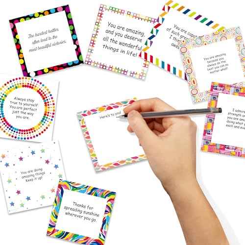 70 Inspirational Cards with Envelopes & Stickers ? 3.5x3.5 Positive Affirmation Notes in Gift Box ? Encouragement, Gratitude, Motivation.