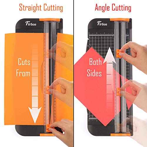 Firbon A4 Paper Cutter 12 Inch Titanium Paper Trimmer Scrapbooking Tool with Automatic Security Safeguard and Side Ruler for Craft Paper, Coupon, Label and Cardstock (Black)