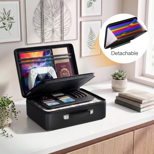 GroTheory Fireproof Document Box Hard Briefcase Safe – Black Large