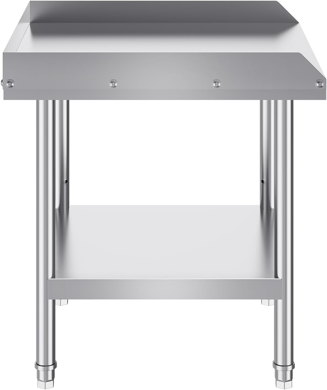 VEVOR Stainless Steel Work Table - Heavy Duty 24" x 24" Commercial Food Prep Table with Adjustable Height & 3-Sided Backsplash