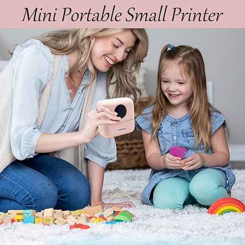 Mini Portable Printer Inkless Sticker with 11 Rolls Paper Bluetooth Mini Smart Pocket Portable Receipt Printer Inkless Thermal for iOS&Android White
