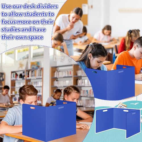 ZSMKJIAYE 24 Pcs Blue Desk Dividers for Students 14 x 17.5 in Privacy Folders Shields