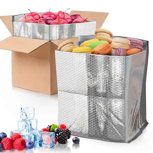 ABC 10 Pack Double Layer Foil Insulated Box Liners 8 x 8 x 8 inches. Silver Shipping Boxes for Frozen Food, Odorless Insulated Containers. Leakproof Cold Shipping Boxes for Frozen Fish, Meat