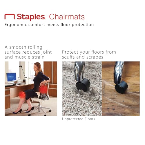 Staples Clear Office Chair Mat 46" x 60" for Hard Floors, Textured Bottom