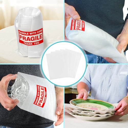 320 pcs Moving Packaging Supplies, 260 Cushioning Foam Pouches and Sheets, 4 Sizes (16x12", 12x12", 12x7.8", 7.8x7.8") with 60 Fragile Stickers, Cushion Foam Pouch for Moving, Packaging, Storage.