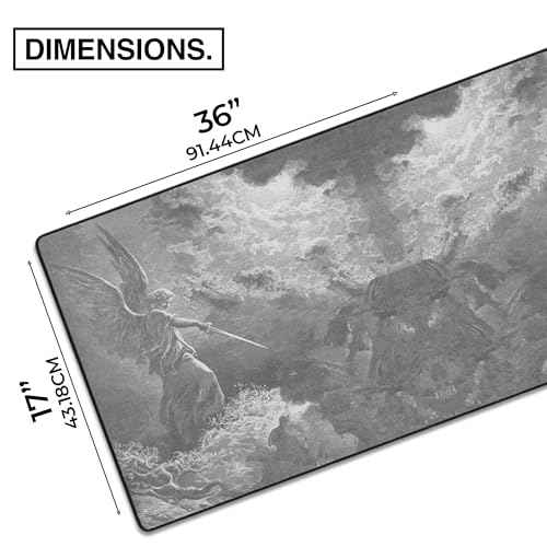 MPCO. Large Gaming Mouse Pad- 36" x 17" Duraglyde Ancient Times Grey & White Mouse Pad Mat - Full Desk Mouse Pad for Smooth Control - Non-Slip, Washable, Smooth Finish Large Mousepad for Desk