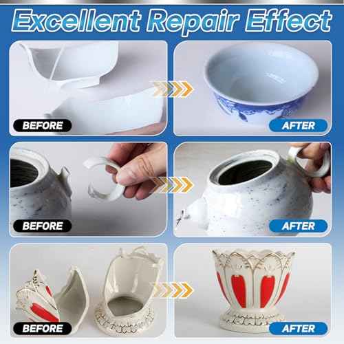 Ceramic Glue Repair Kit, 30g Ceramic Glue for Pottery, Porcelain, Mugs, Dishes, Glass and More, Waterproof & High Temperature Resistant