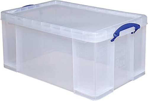 Really Useful Clear Plastic Storage Box - 64 Liters with Easy-Carry Handles for Convenient Organization