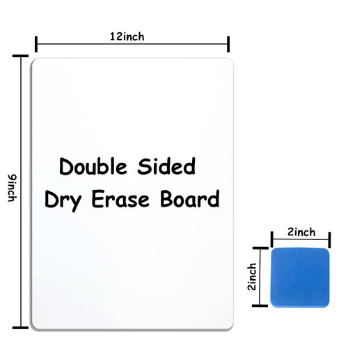 ShyLizard 36Pack White Board Dry Erase Boards with 36Erasers, Double Sided Small White Board for Classroom Students, 9"x12" Personal Mini Boards Bulk, Classroom Teachers Office Supplies