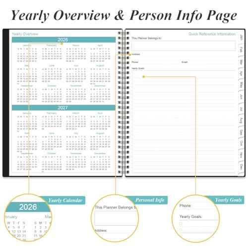 2026 Daily & Monthly Planner - One Page Per Day, Daily Planner from January 2026 - December 2026, Planner 2026 with 12 Monthly Tabs, 8.5" x 11", Black