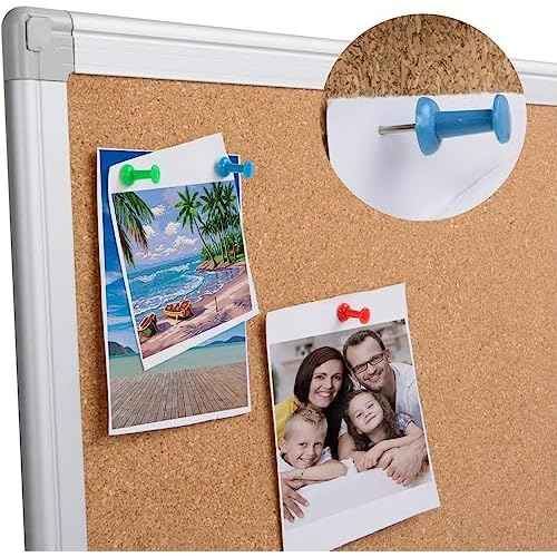Board2by 2-Pack Cork Board Bulletin Board 24 x 18, Silver Aluminium Framed Corkboard, Office Board for Wall Cork, Large Wall Mounted Notice Pin Board for Home, Office and School