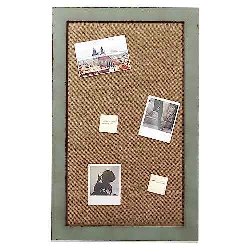 SOFE Linen Bulletin Board 18 X 29 Inches Wood Frame, Fabric Pin Board Corkboards for Wall Decorative, Rustic Memo Board Photos Wall Organizer Display Board, Vision Board for Home Room Office Message