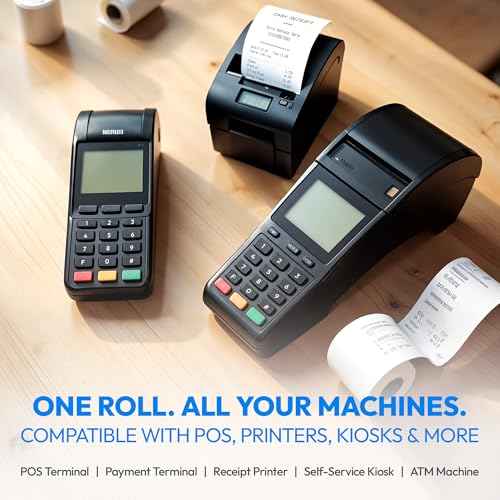 3 1/8" x 230' Thermal Paper (20 Rolls), BPA Free Receipt Paper, Fits Most Credit Card Machines POS & Cash Registers, High Compatibility, Bright White, Honeycomb Core, Durable Printing